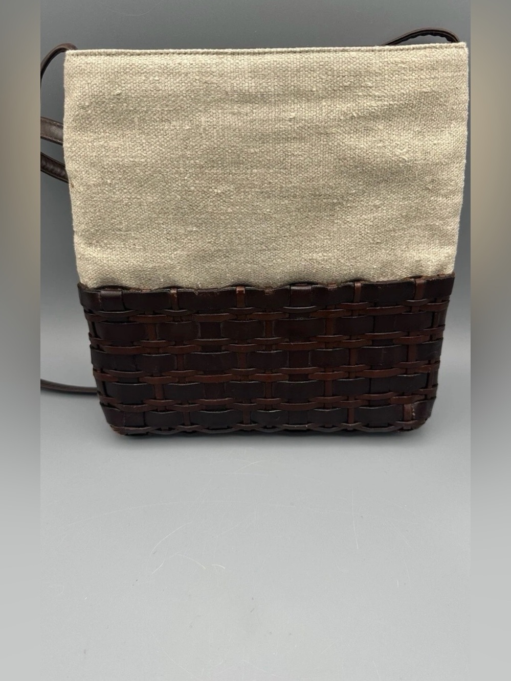 Sharif Vintage Leather Bag Purse Crossbody Weaved Loomed